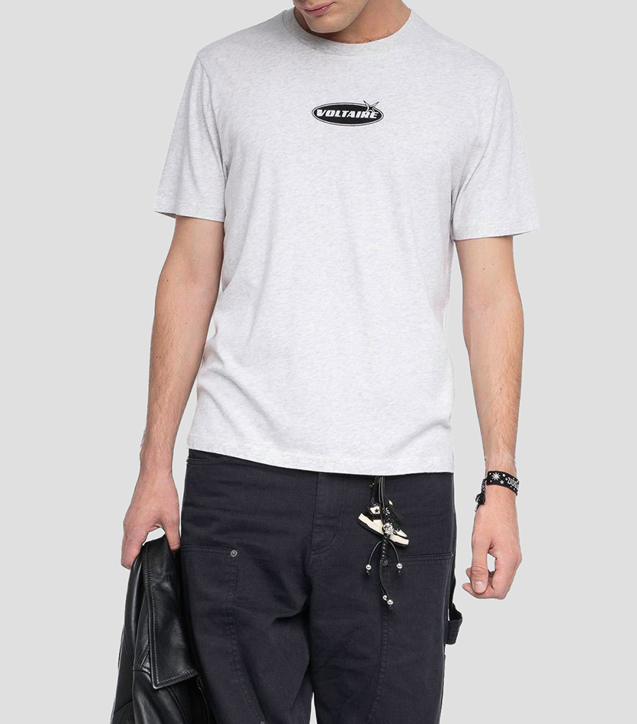 Playera de cuello redondo y manga corta con estampado Hombre